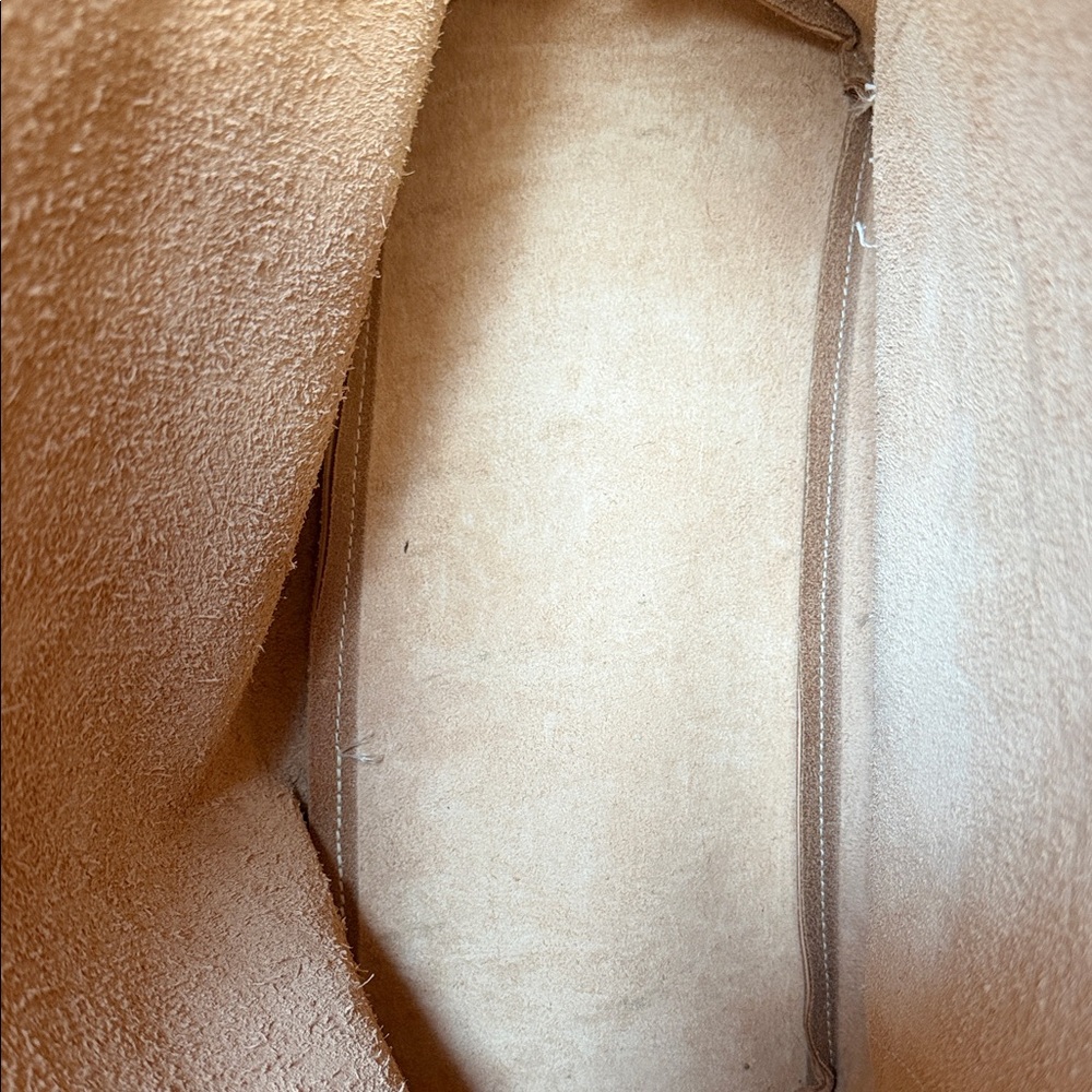 American Apparel Tan LEATHER Tote Bag EXCELLENT CONDITION HARDLY USED 14 X 14 - Picture 3 of 13